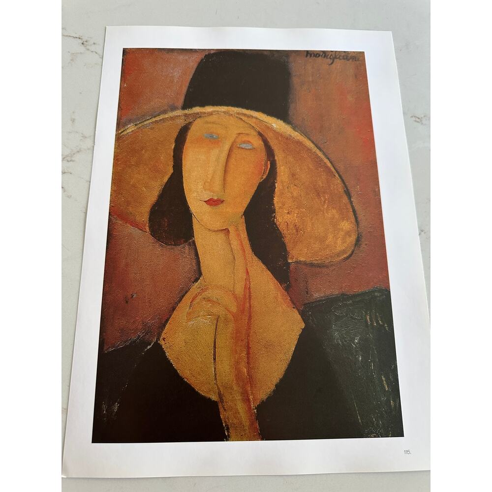 Modigliani, Jeanne Hebuterne in Large Hat Painting Print Portrait~ 250626-WH 365